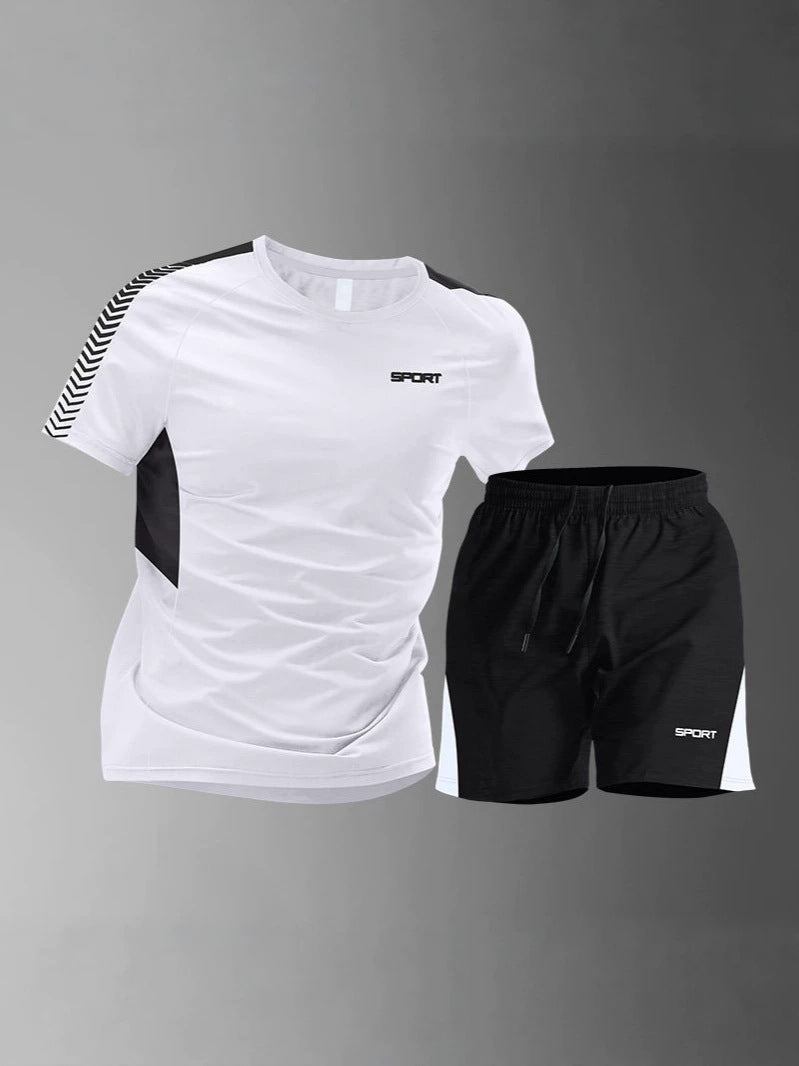 Unisex Ice Silk Quick-Drying Sports T-Shirt & Shorts Suit