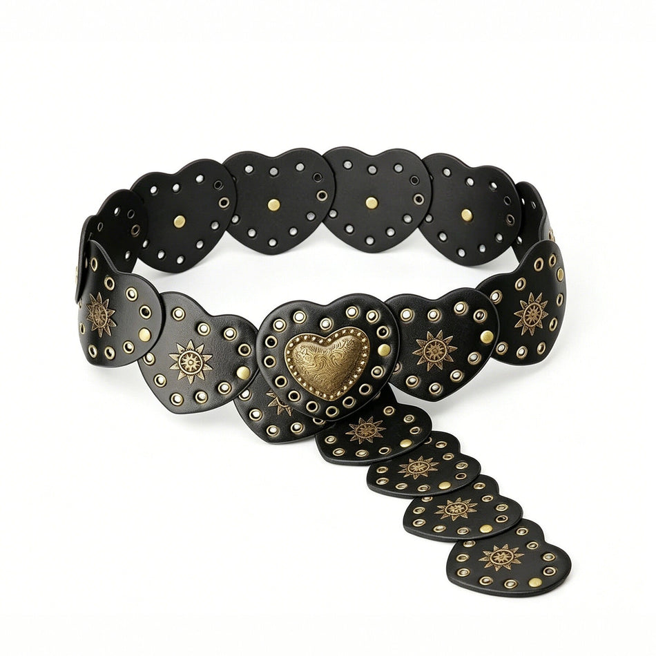 Women's Retro Rivet Wide Waist Belt – Bohemian Ethnic PU Belt