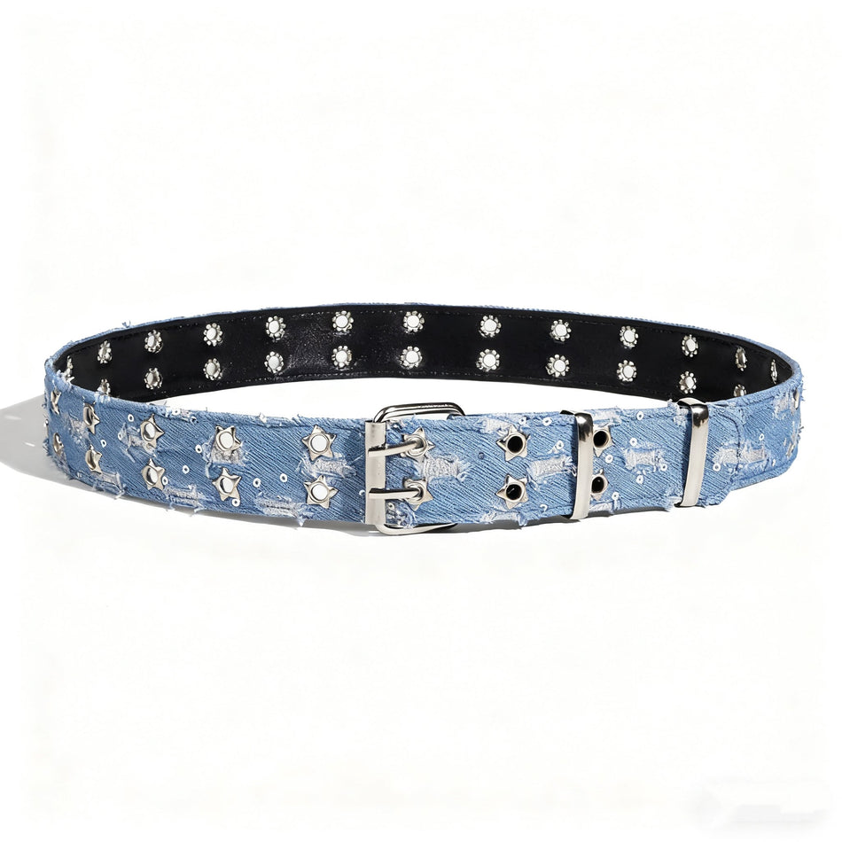 Unisex Y2K Star Rivet Belt – Punk Denim-Style Decorative Waist