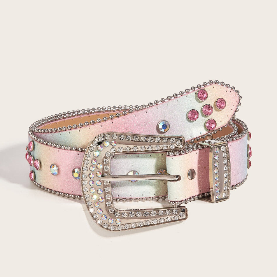Women's Rhinestone Beaded Belt – Colorful Y2K Decorative Jeans