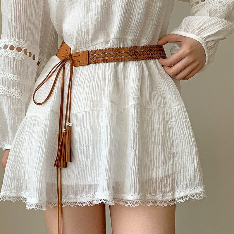 Women's Bohemian Tassel Waist Belt – Ethnic Hollow-Out Decorative