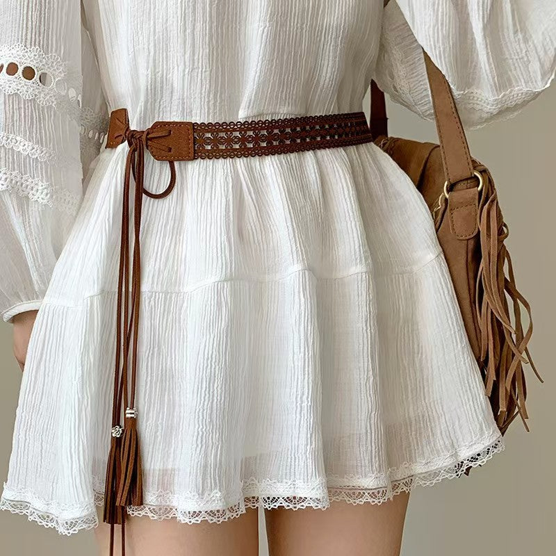 Women's Bohemian Tassel Waist Belt – Ethnic Hollow-Out Decorative