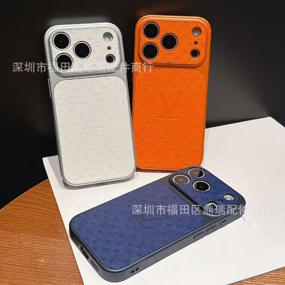 Dingrui Embossed PU Leather iPhone Case, Light Luxury