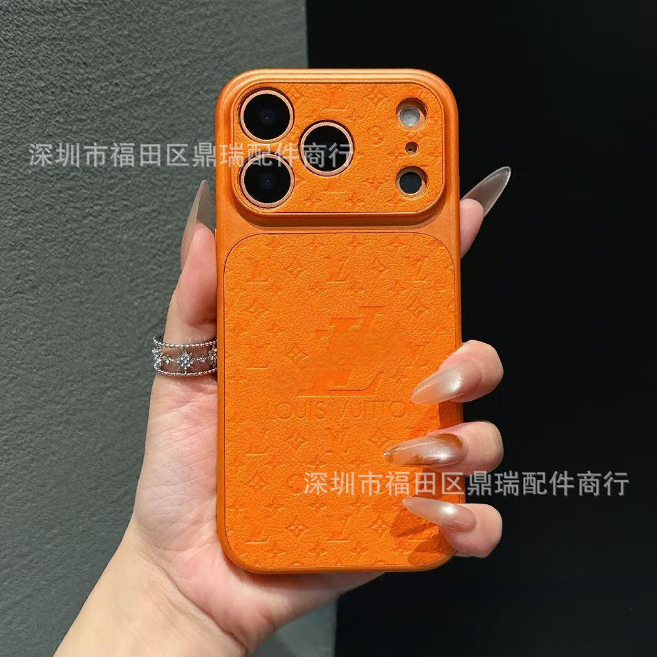 Dingrui Embossed PU Leather iPhone Case, Light Luxury