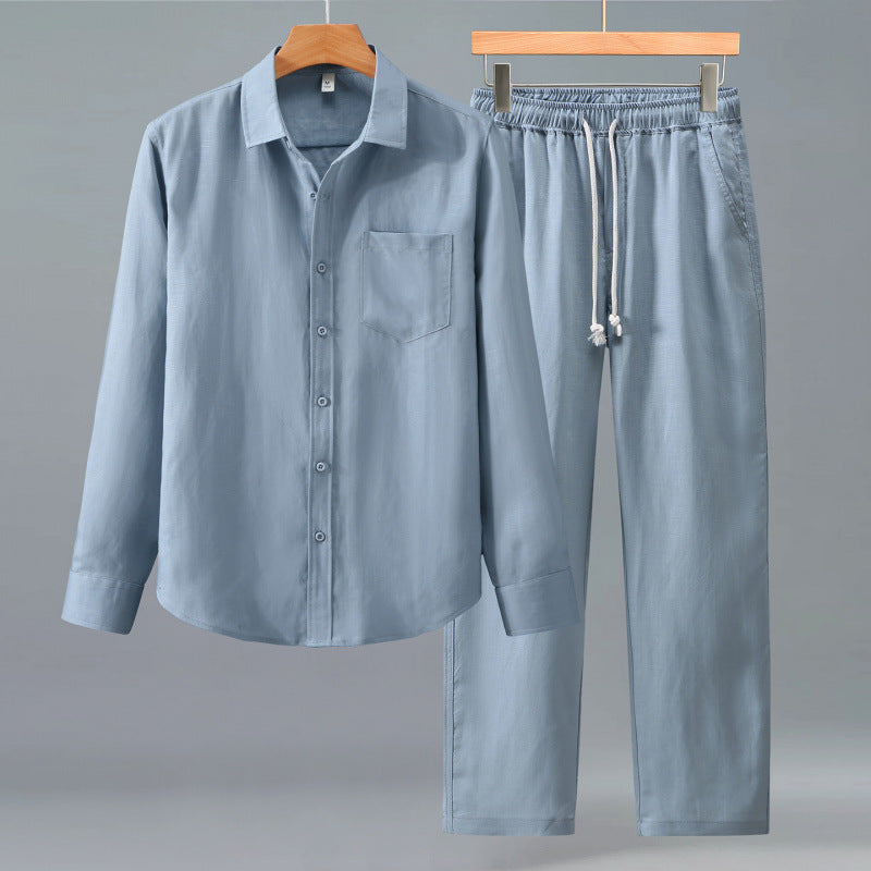 Men's Linen Long-Sleeve Shirt & Trousers Suit