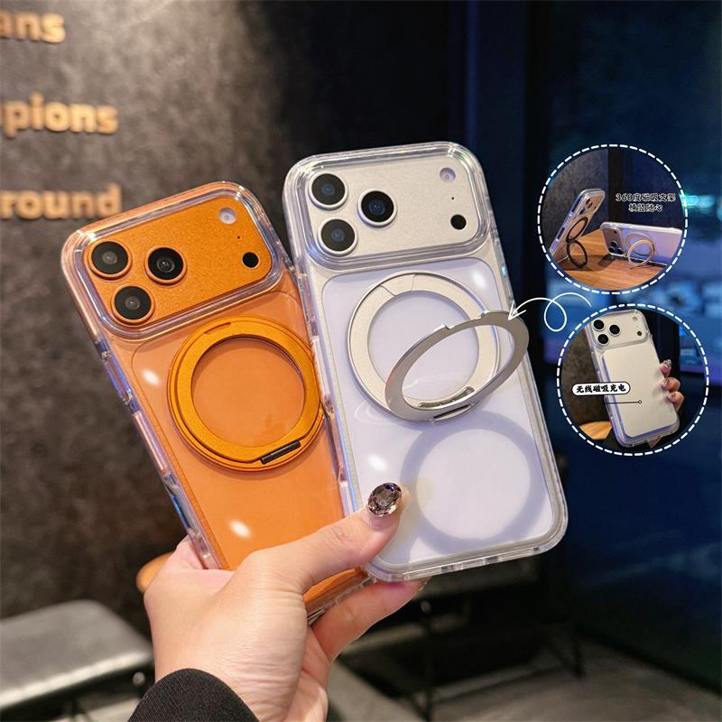 Crystal Rotating Magnetic Stand iPhone Case, Anti-Fall