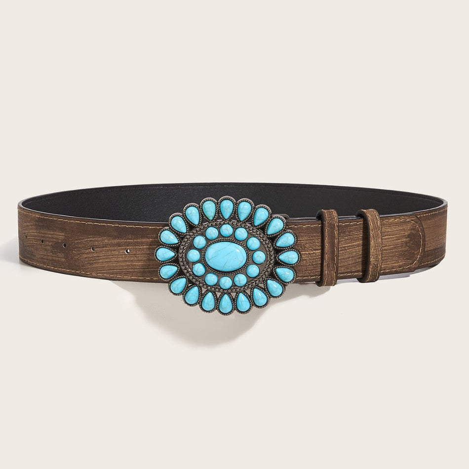Women's Western Bohemian Rose Print Beaded Retro Belt
