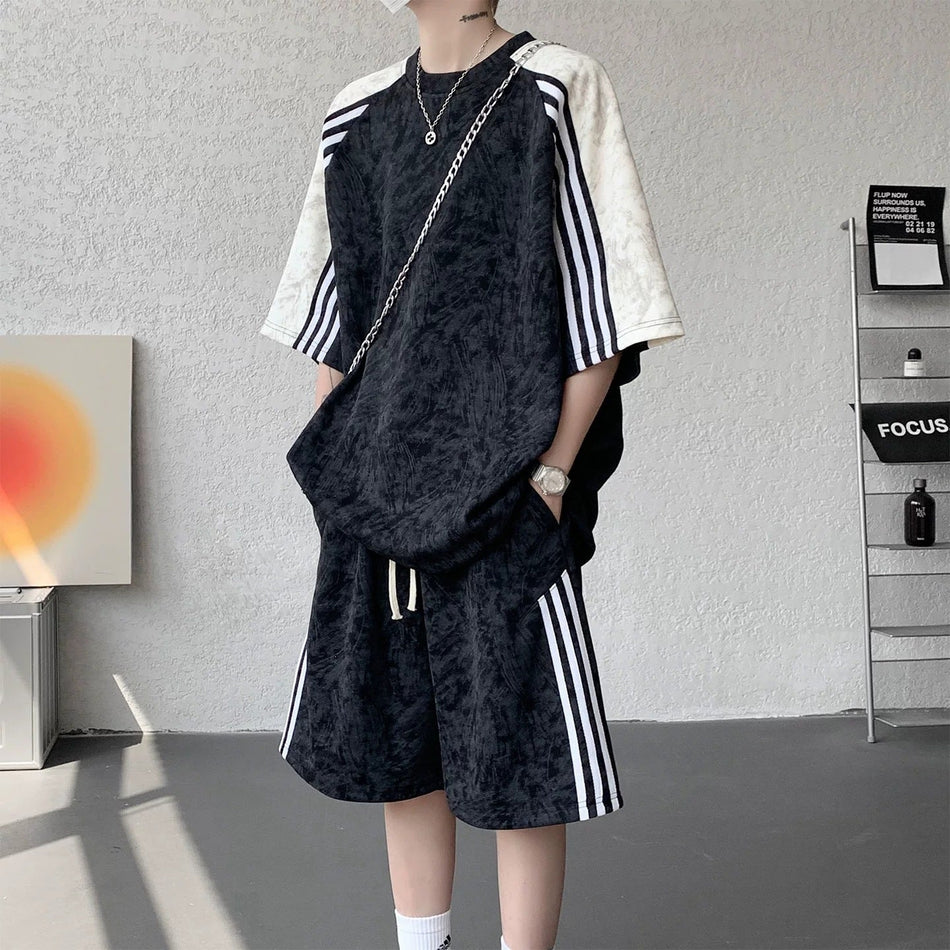 Men's Striped Short-Sleeve & Shorts Suit