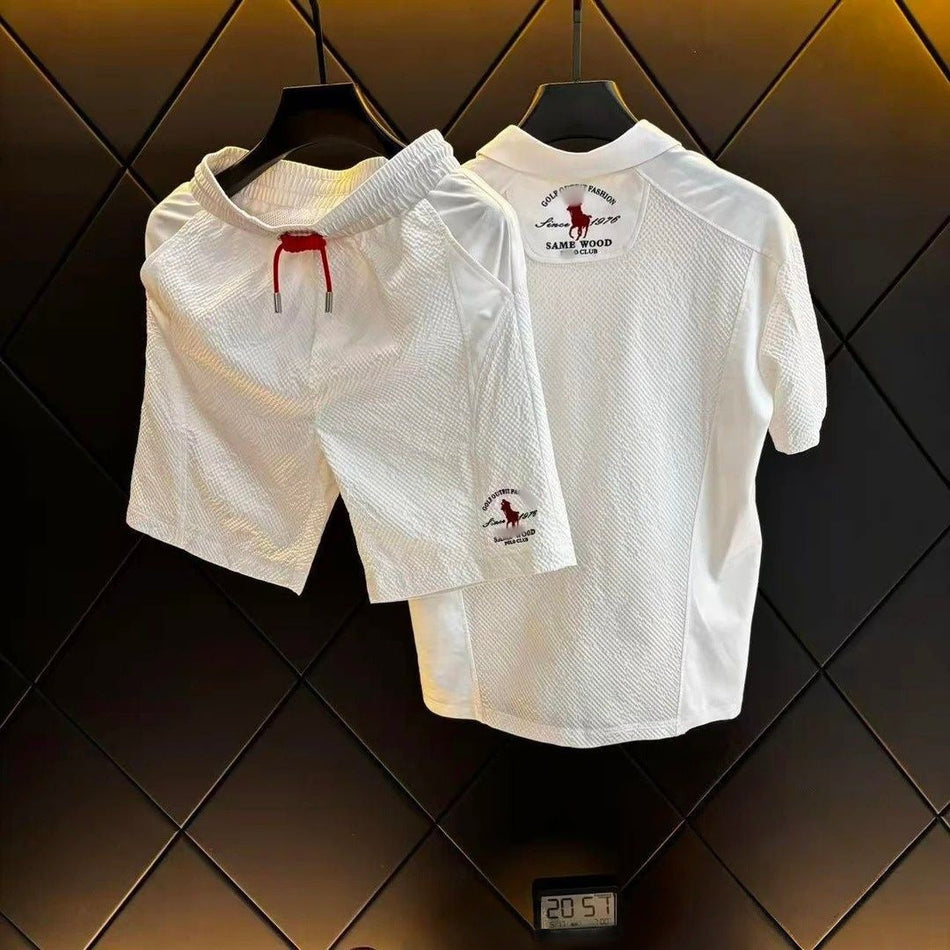 Men's Short-Sleeve Top & Trousers Two-Piece Suit