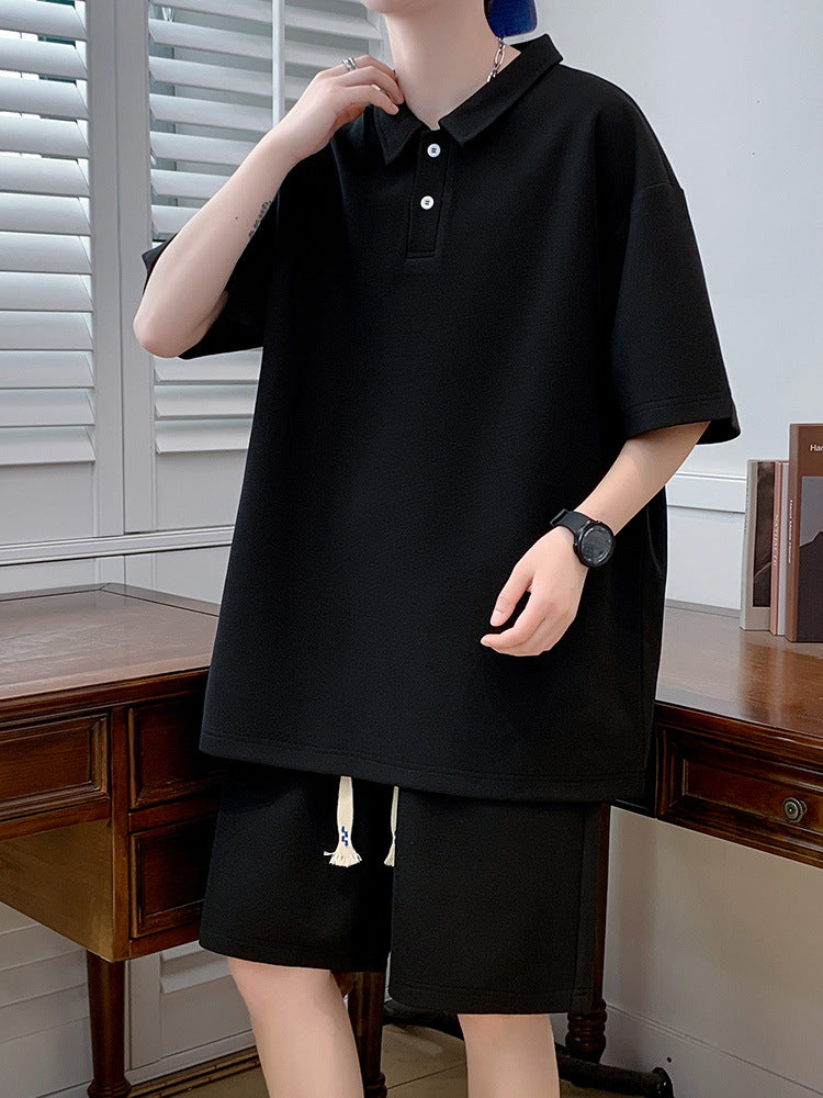 Men's Plus Size Polo Short-Sleeve T-Shirt & Shorts Suit