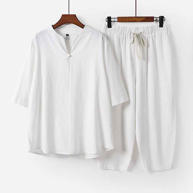 Men's Plus Size V-Neck Outfit Sets