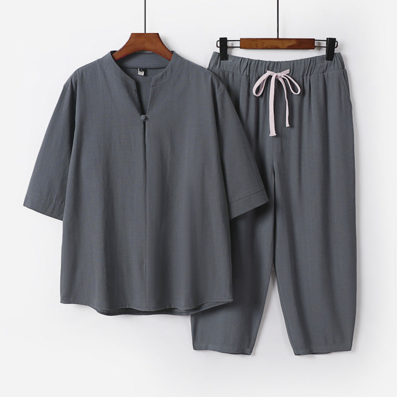 Men's Plus Size V-Neck Outfit Sets