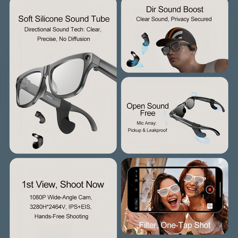 Xkonepro AI Smart Glasses, Three-Lens Photo & Translation