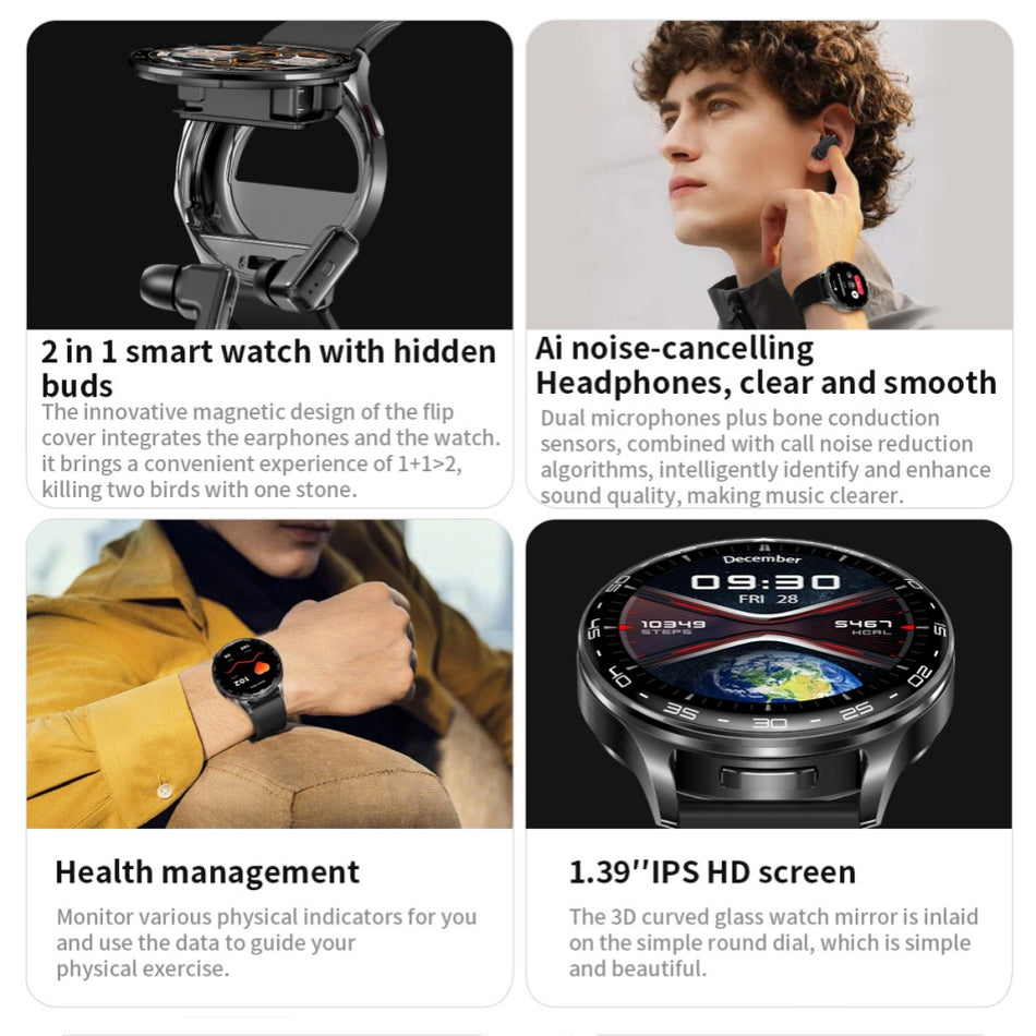AXISPAI T97 Smart Watch, TWS Earbuds 2-in-1 Set