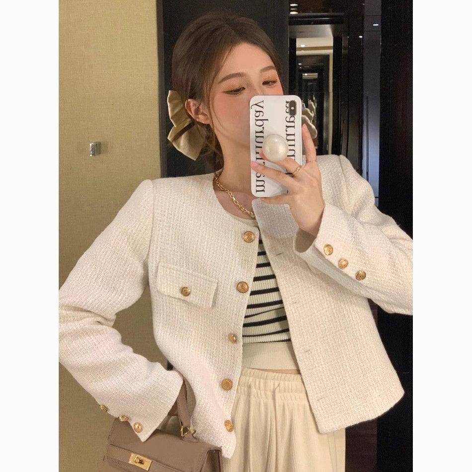 Women's Sleeveless Suede Crew Neck Buckle Jacket