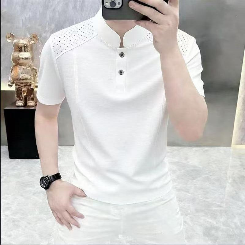 Men's Trendy Button Pullover Short-Sleeve Knit T-Shirt