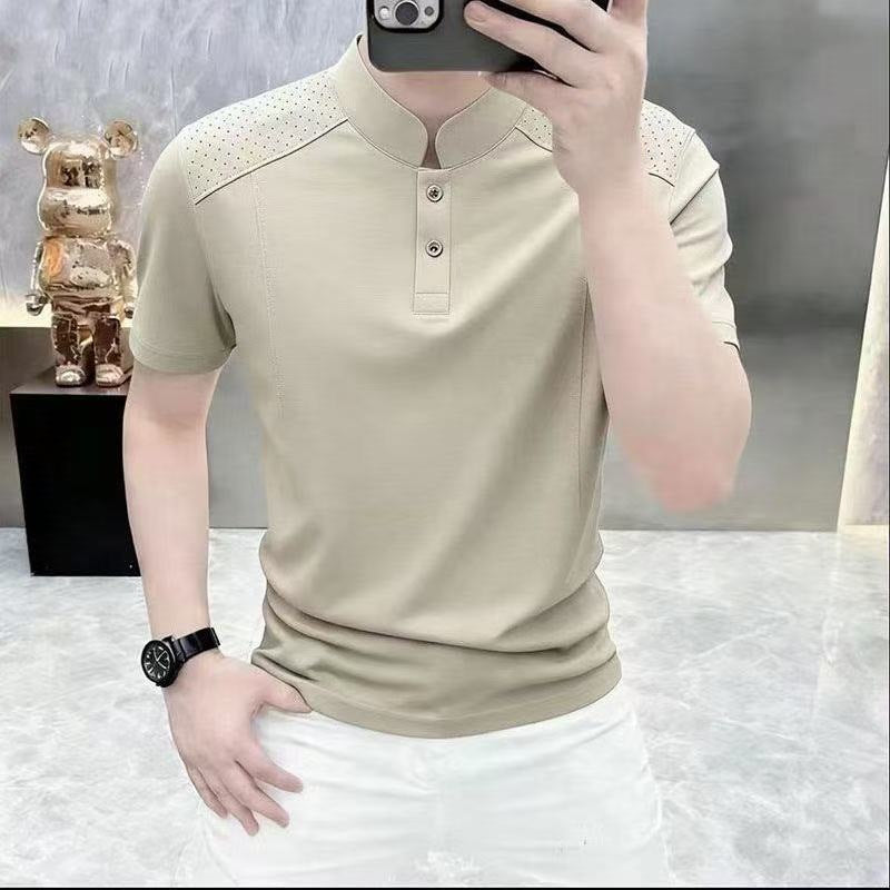 Men's Trendy Button Pullover Short-Sleeve Knit T-Shirt