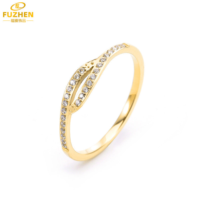 Women's Geometric Zircon Stainless Steel Ring