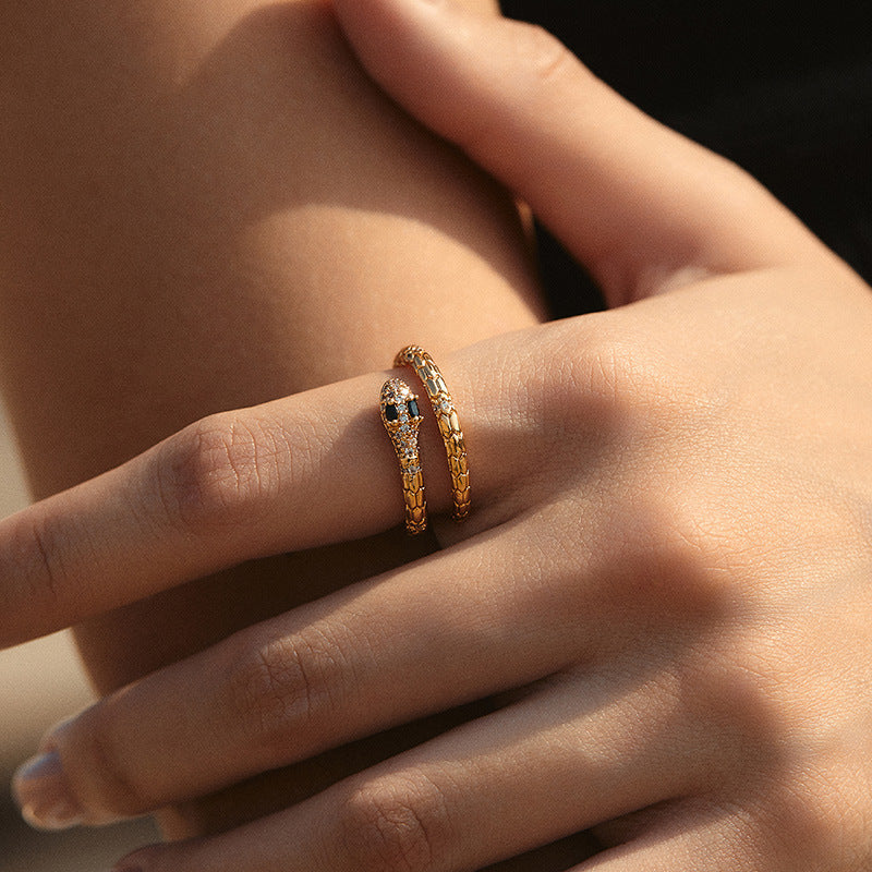 Adjustable Snake Zircon Ring for Women