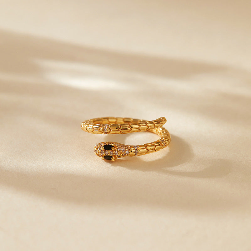 Adjustable Snake Zircon Ring for Women