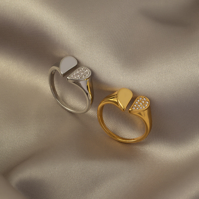 Asymmetric Heart Open Ring for Women with Gold Finish