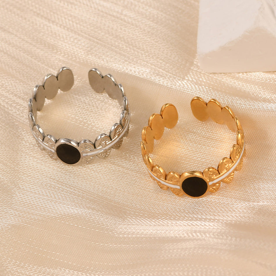 French Retro Two-Tone Irregular Open Ring for Women