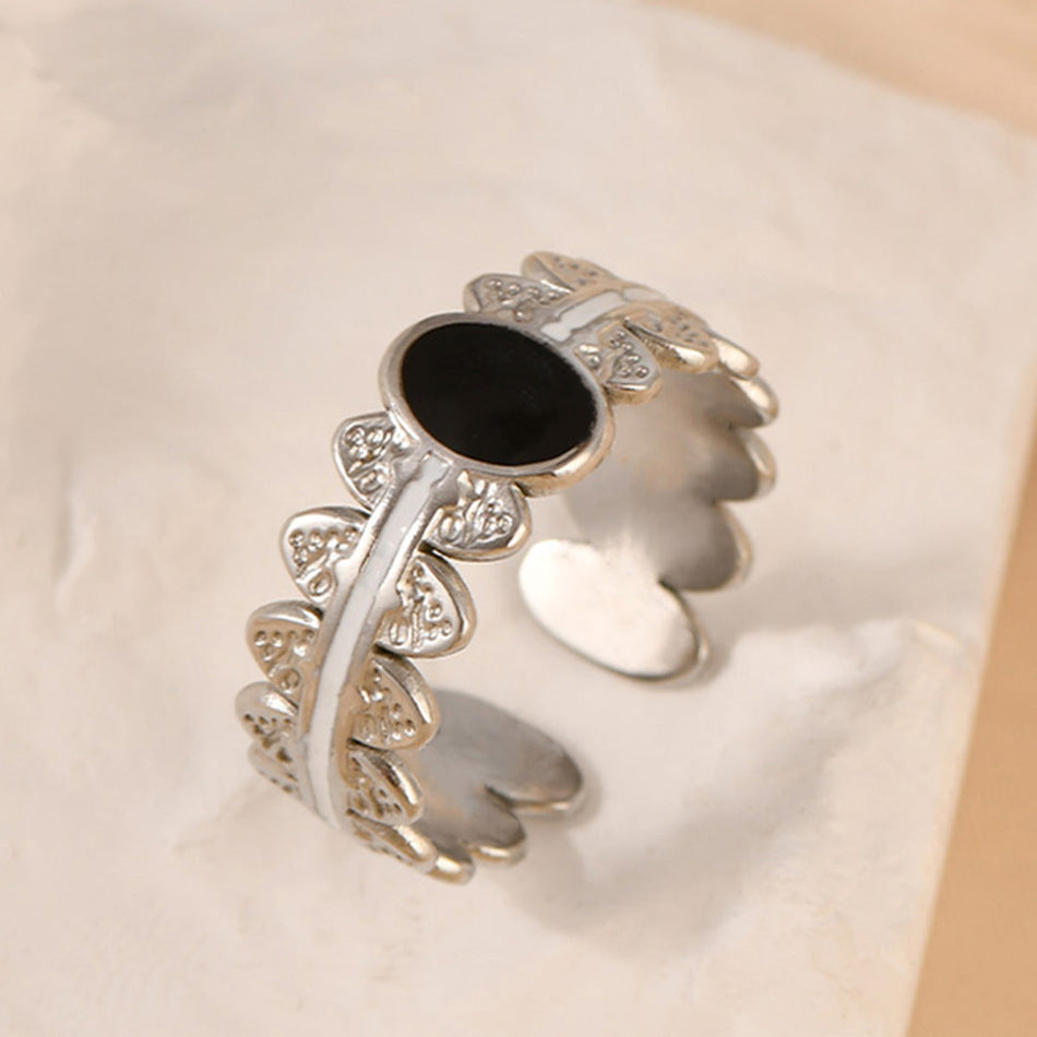 French Retro Two-Tone Irregular Open Ring for Women