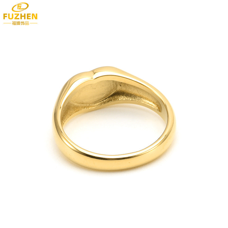 Black Heart Titanium Steel Ring for Women with Minimalist Design