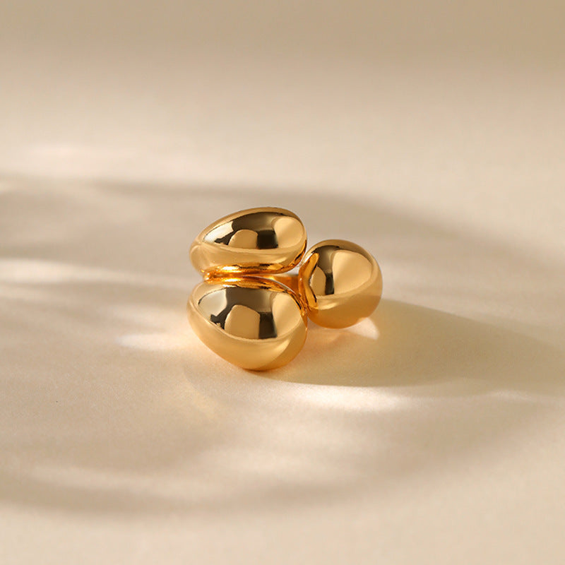 Heavy Metal Geometric Open Ring with Adjustable Fit for Women