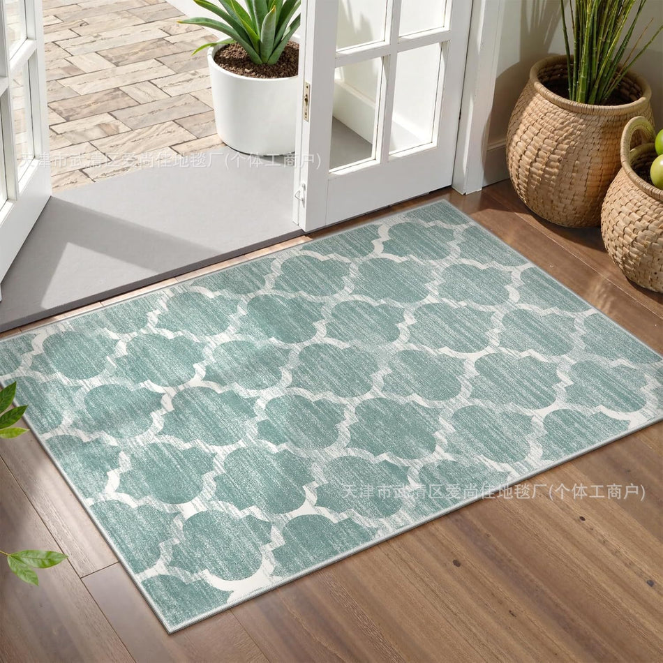 Moroccan Diamond Faux Cashmere Door Mat, Water-Absorbent
