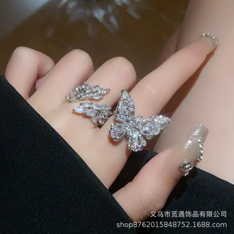 Full Zircon Butterfly Ring for Women