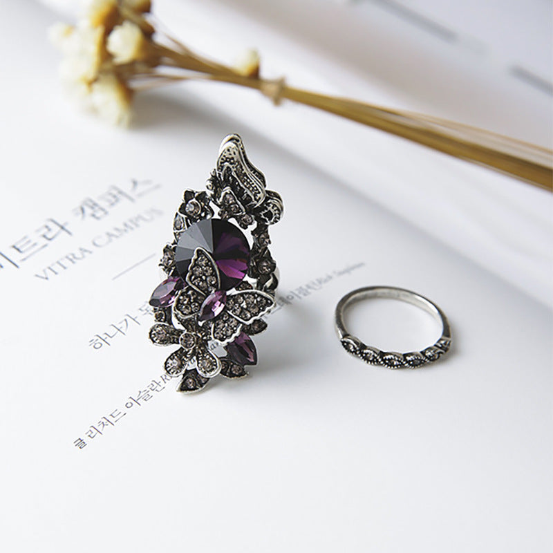 Crystal Butterfly Ring Set for Women