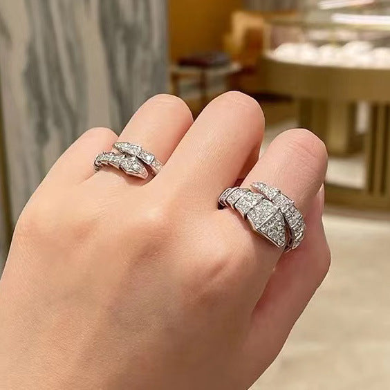 Full Zircon Snake Open Ring for Women