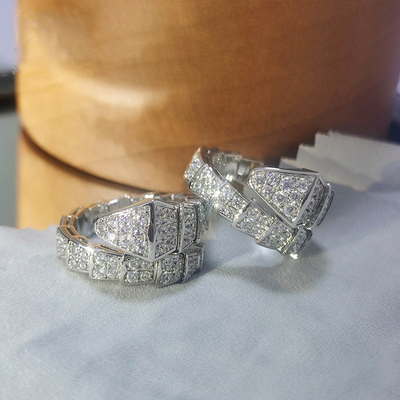 Full Zircon Snake Open Ring for Women