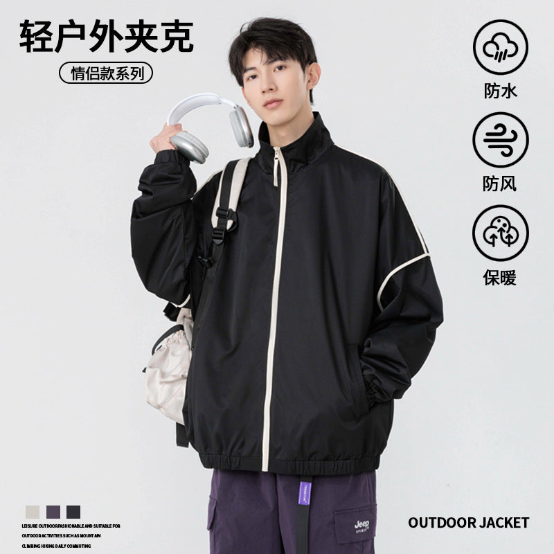Men's Waterproof Outdoor Casual Stripe Jacket