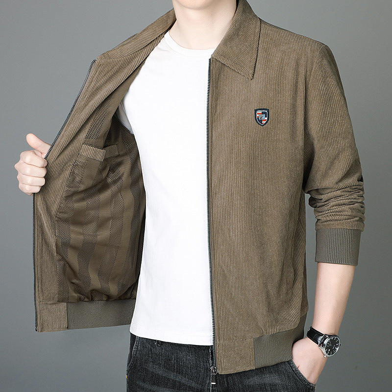 Men's Corduroy Jacket Lapel Casual Spring Autumn Jacket