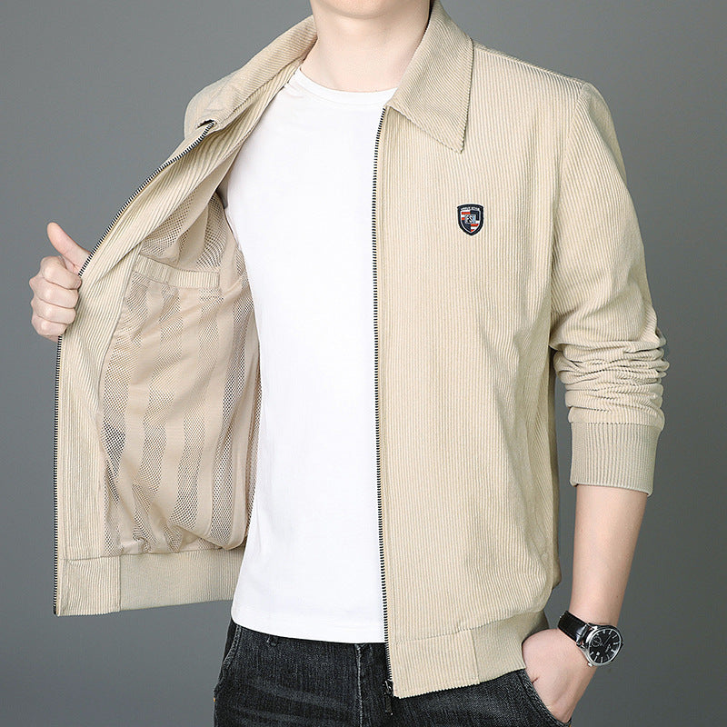 Men's Corduroy Jacket Lapel Casual Spring Autumn Jacket