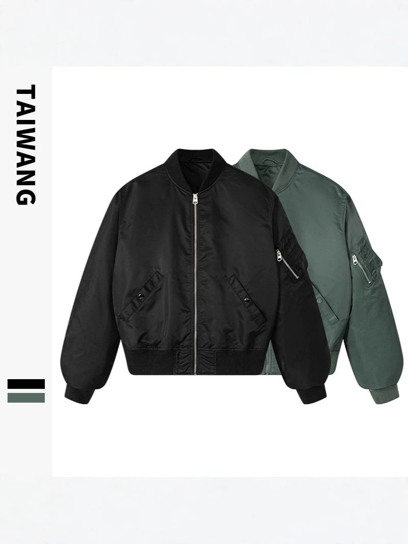 Men's Vintage Nylon Baseball Collar Jacket