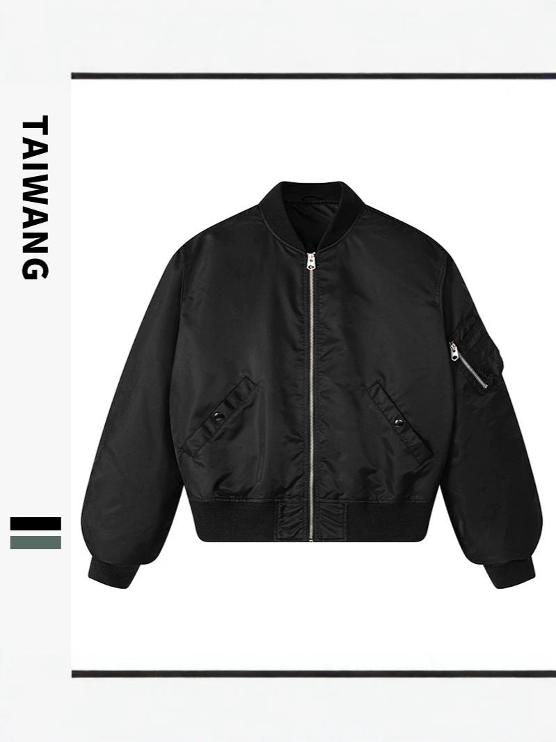 Men's Vintage Nylon Baseball Collar Jacket