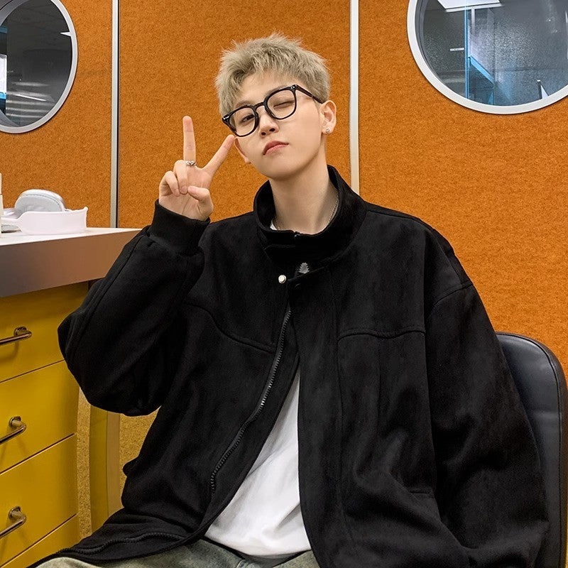 Men's Oversized Velvet Lapel Jacket Casual Loose Fit
