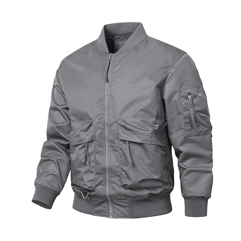 Men's Nylon Bomber Jacket Stand Collar Aviator Coat