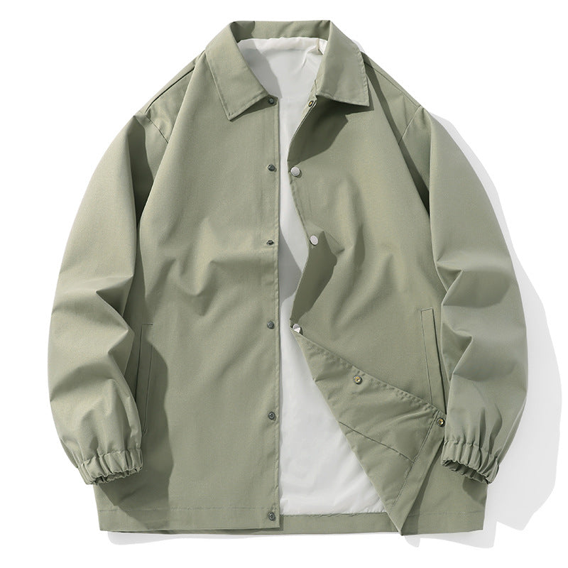 Men's Retro Workwear Baseball Jacket Lapel Casual Jacket