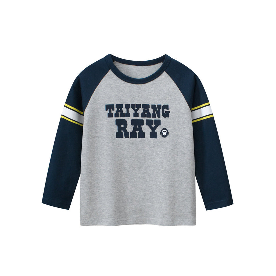 Boys' Cartoon Long-Sleeve Cotton Raglan Top