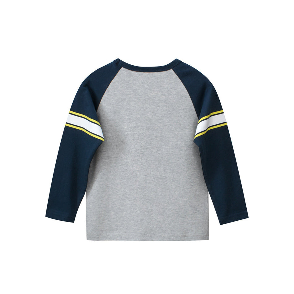 Boys' Cartoon Long-Sleeve Cotton Raglan Top