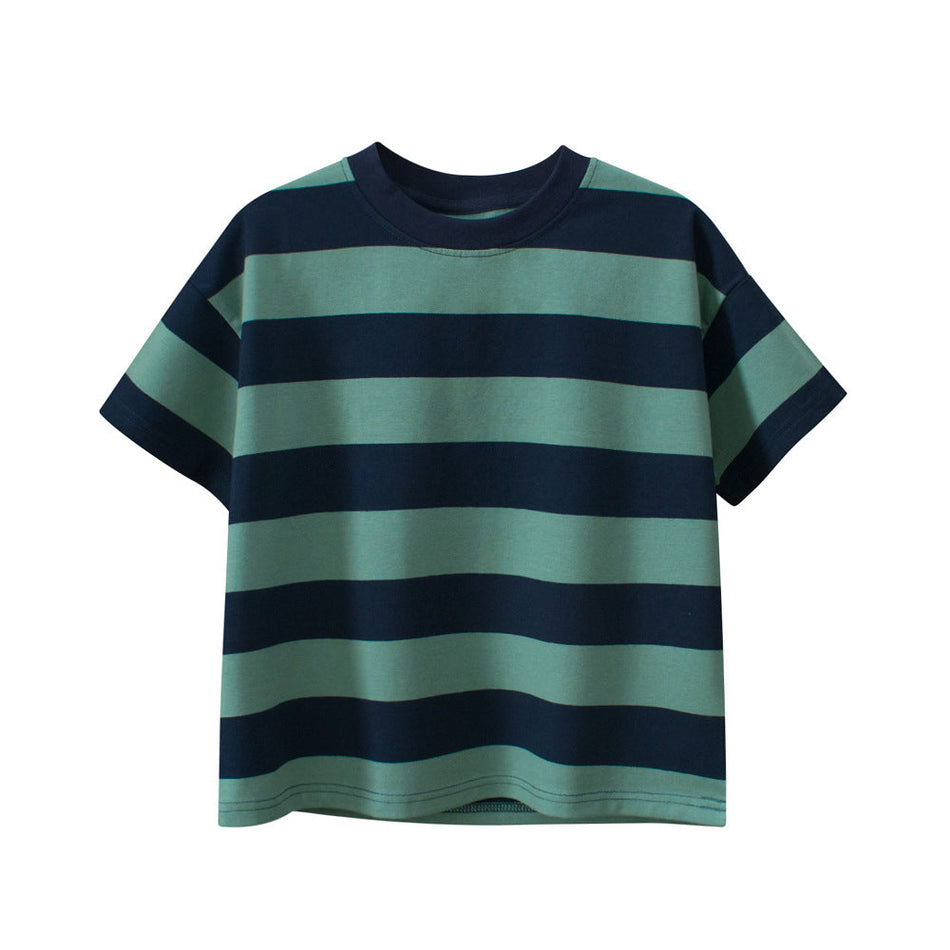 Children's Loose Striped Cotton T-Shirt