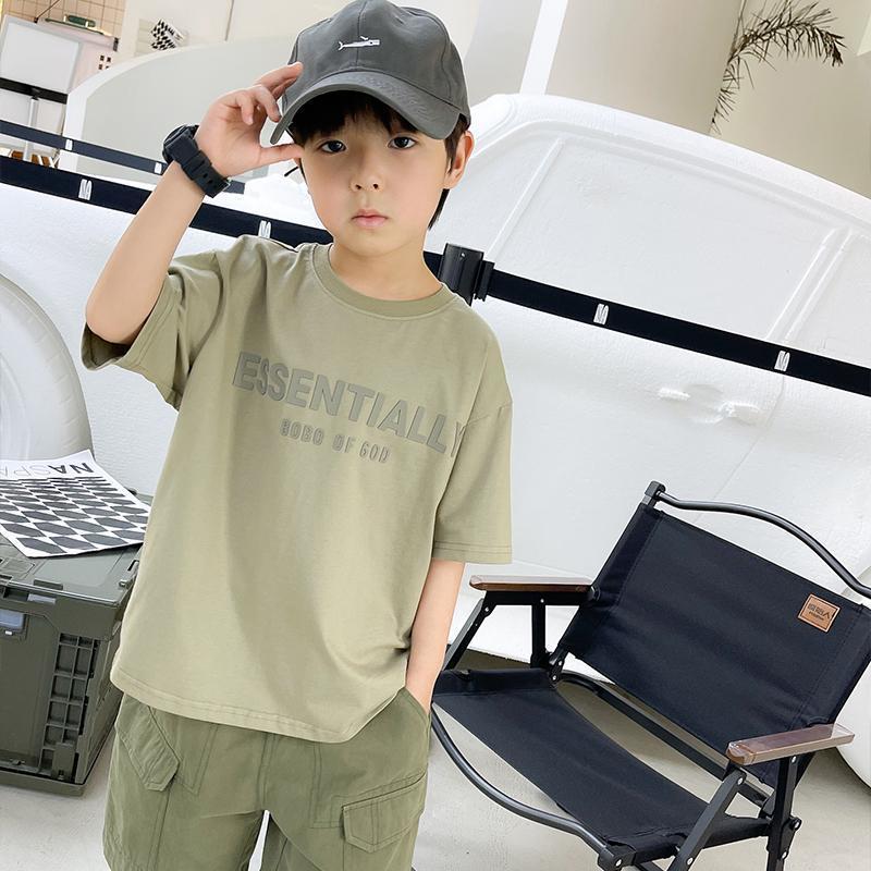 Boys' Letter Print Cotton Short-Sleeve Top