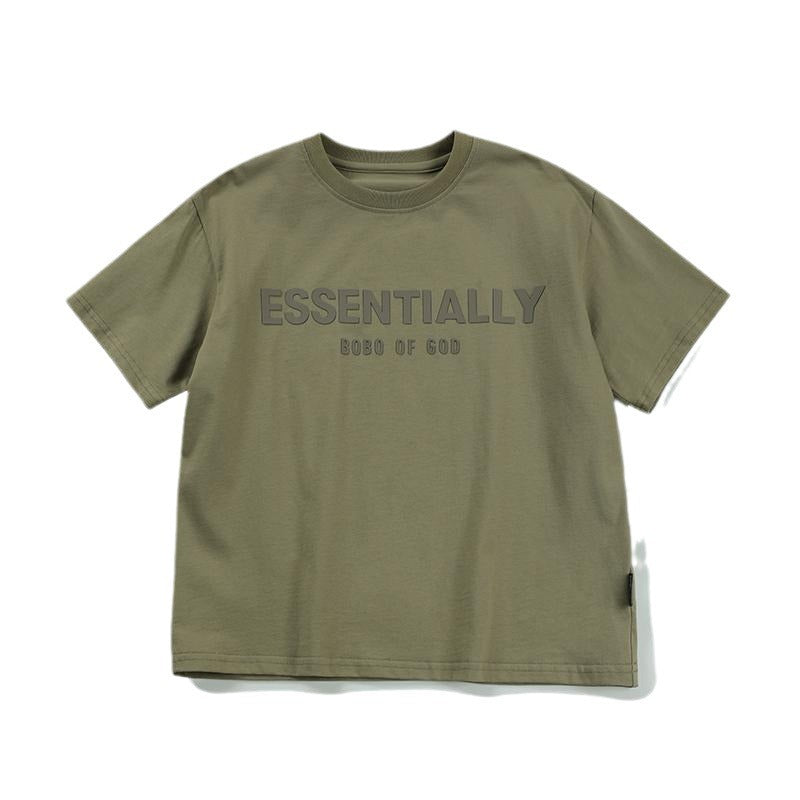 Boys' Letter Print Cotton Short-Sleeve Top