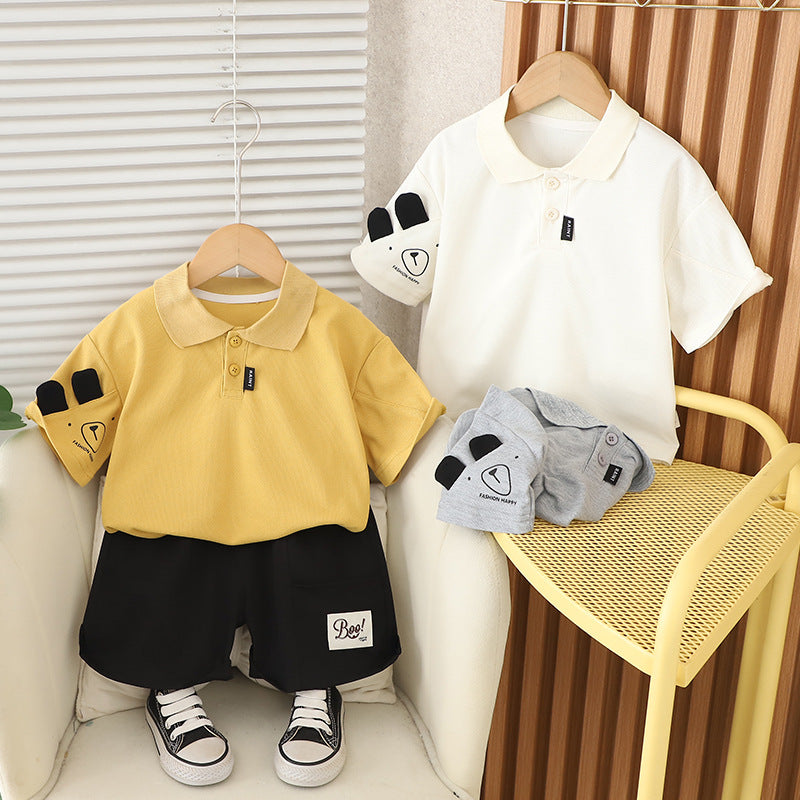 Five Small Seven Bear Ear Kids' Set, Cotton Two-Piece Summer