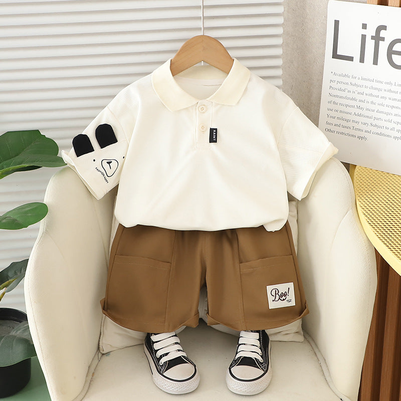 Five Small Seven Bear Ear Kids' Set, Cotton Two-Piece Summer