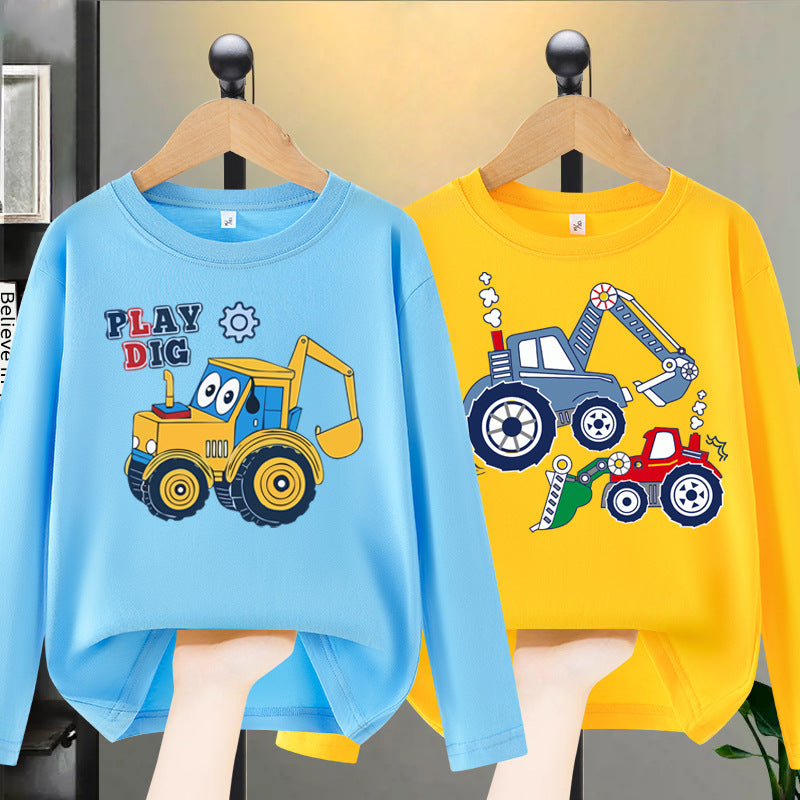 Boys' Excavator Cotton Long-Sleeve Top